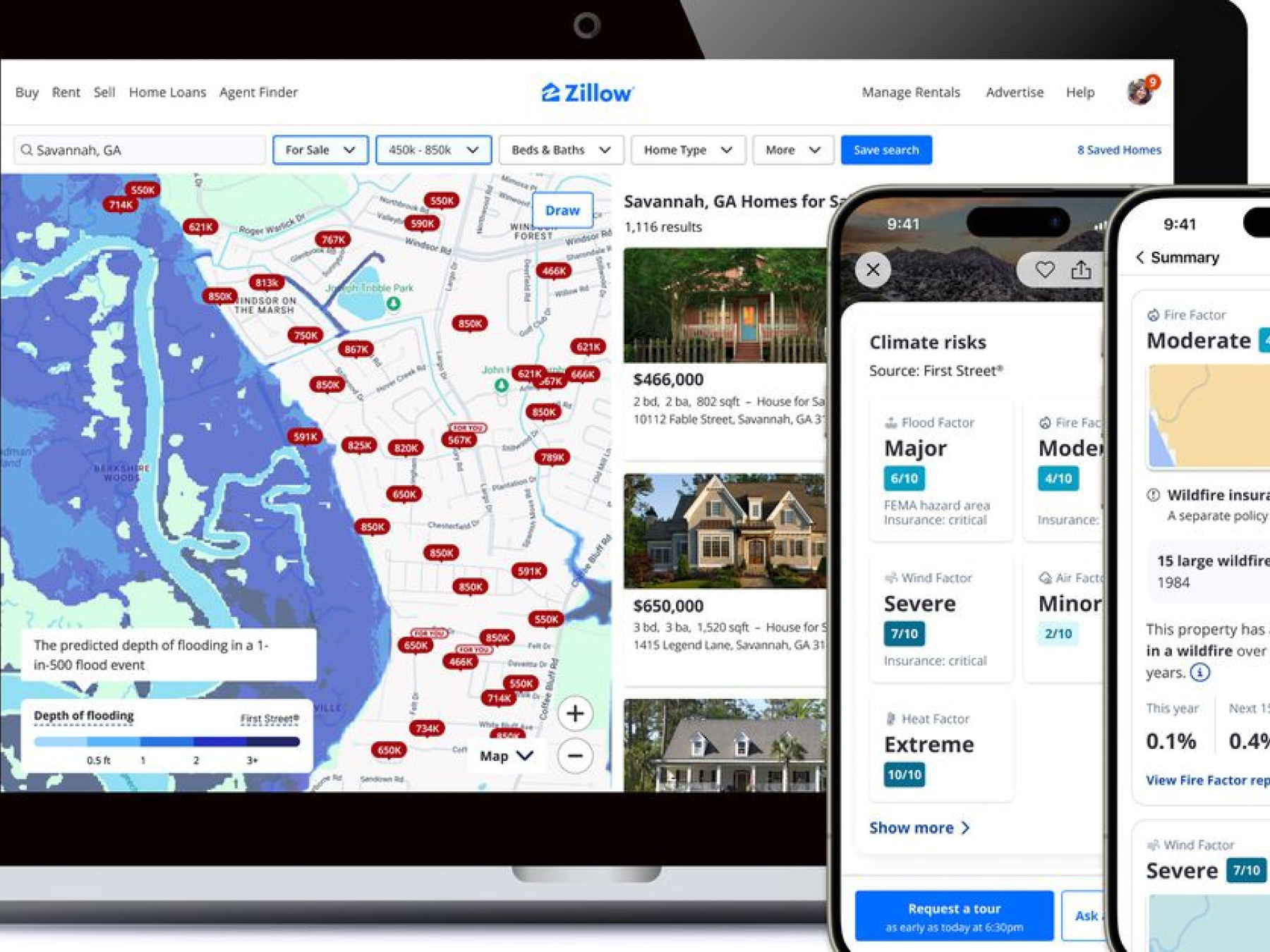 Zillow will now show climate risks for property listings in the US